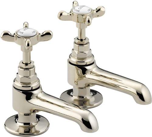 Bristan 1901 Basin Taps, Gold Plated.