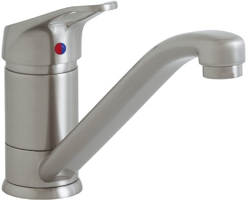 Finesse monoblock kitchen tap in brushed steel. technical image