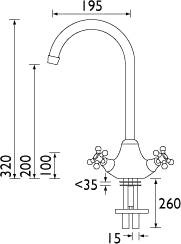 Monobloc Sink Mixer Tap, Chrome Plated. technical image