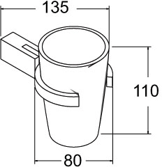 Glass Tumbler And Holder (Chrome). technical image