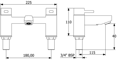 Bath Filler Tap (Chrome). technical image