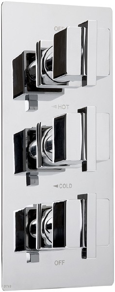 Thermostatic TMV2 1/2" Triple Concealed Shower Valve (Chrome). technical image