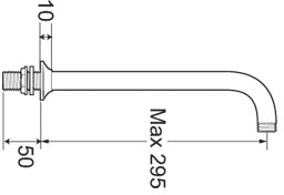 295mm Shower Head Arm (Chrome). technical image