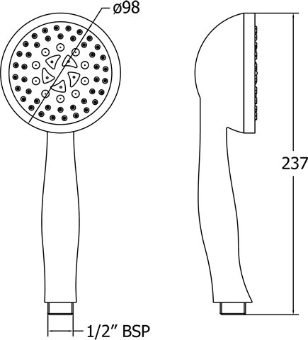5 Mode Shower Handset (Chrome). technical image