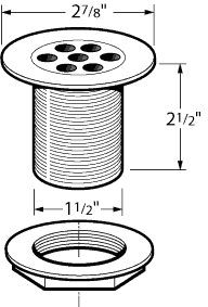 1 1/2" Shower Waste With 2 1/2" Tail (Gold). technical image