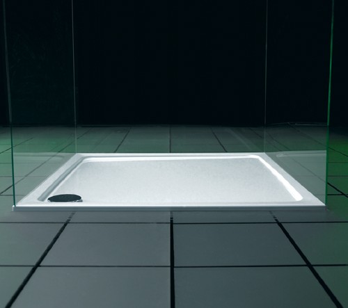 Slimline Gloss Rectangular Shower Tray. 1000x800x40mm. technical image
