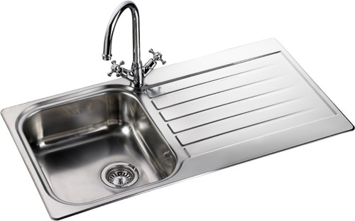 Seattle 1.0 bowl stainless steel kitchen sink. Reversible. technical image