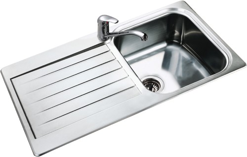 Seattle 1.0 bowl stainless steel kitchen sink. Reversible. technical image
