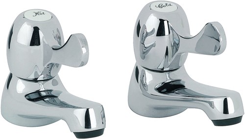 Basin Taps With Lever Handles (Pair, Chrome). technical image