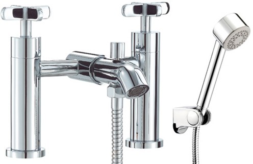 Bath Shower Mixer Tap With Shower Kit (Chrome). technical image