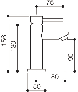 Cloakroom Mono Basin Mixer Tap (156mm High). technical image