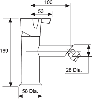 Mono Bidet Mixer Tap (Chrome). technical image