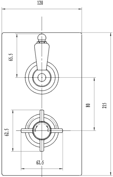 Twin thermostatic shower valve with BIR kit (Chrome) technical image