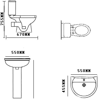 4 Piece Bathroom Suite + Seat technical image