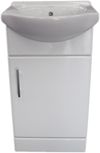 450mm White Vanity Unit, Ceramic Basin, Fully Assembled. technical image