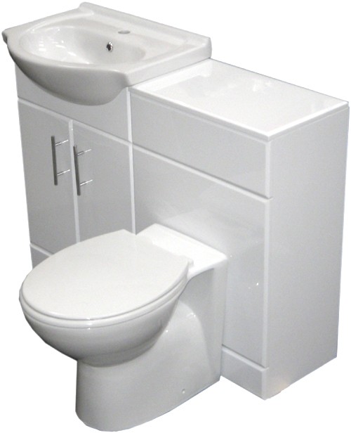 Complete Vanity Suite In White, Left Handed. 1025x830x300mm. technical image