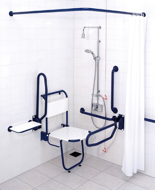 Shower Pack With Blue Grab Rails. technical image
