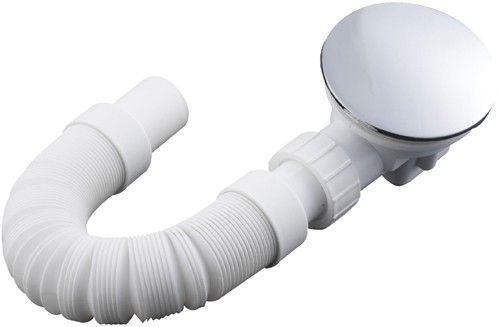 Mega Flow Shower Waste With Trap And Pipe (Chrome). technical image