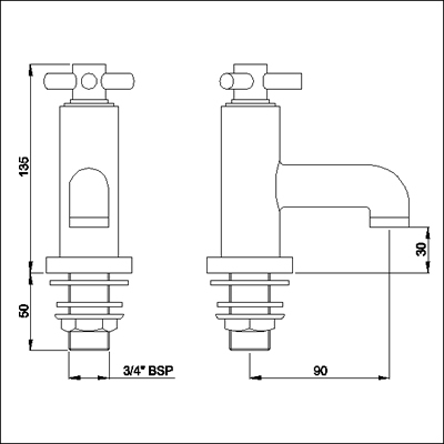 Bath taps (pair) technical image
