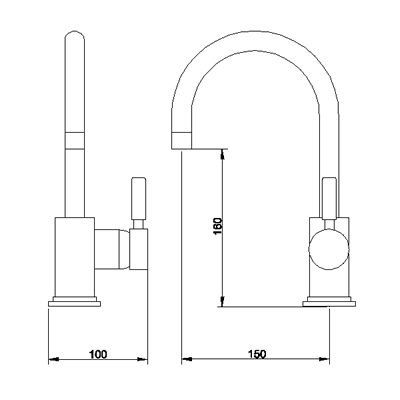 Single lever mono side action mixer (gold) technical image