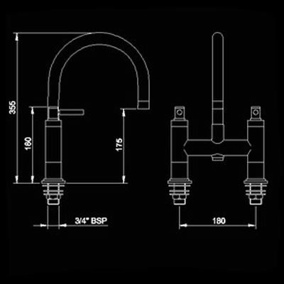 Lever Bath Filler with Swivel Spout. technical image