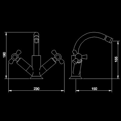 Mono bidet mixer + free pop up waste technical image