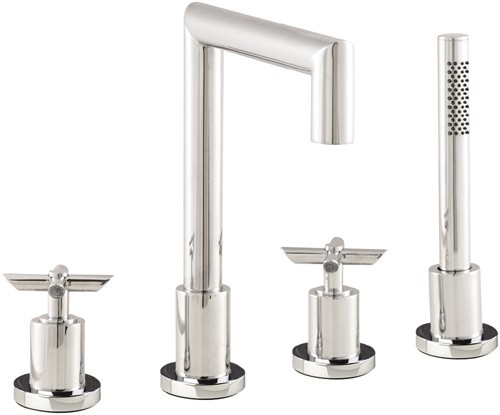 Cross Head 4 Tap Hole Bath Shower Mixer & Shower Kit. technical image