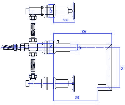 Cross Head 4 Tap Hole Bath Shower Mixer & Shower Kit. technical image