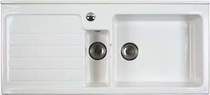 Astracast Sink Jersey 1.5 bowl sit-in ceramic kitchen sink with left hand drainer.