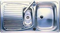 Leisure Sinks Euroline 1.5 bowl stainless steel kitchen sink. Reversible.