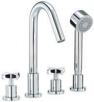 Mayfair Loli 4 Tap Hole Bath Shower Mixer Tap With Shower Kit (Chrome).
