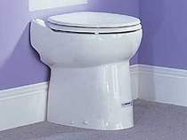 Saniflo Sanicompact cisternless ceramic WC with built-in macerator.