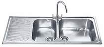 Smeg Sinks 2.0 Anti-Scratch Stainless Steel Kitchen Sink With Left Hand Drainer.