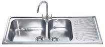 Smeg Sinks 2.0 Bowl Stainless Steel Kitchen Sink With Right Hand Drainer.