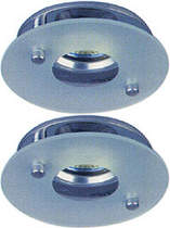 Lights 2 x Low voltage chrome & glass downlight with lamps & transformers.
