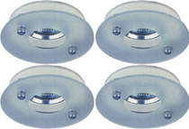 Lights 4 x Low voltage white & glass downlight with lamps & transformers.