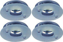 Lights 4 x Low voltage chrome & glass downlight with lamps & transformers.