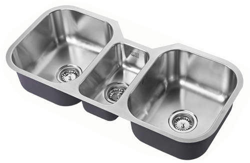 1810 Undermounted Triple Bowl Kitchen Sink With Kit (Satin, 960x451).