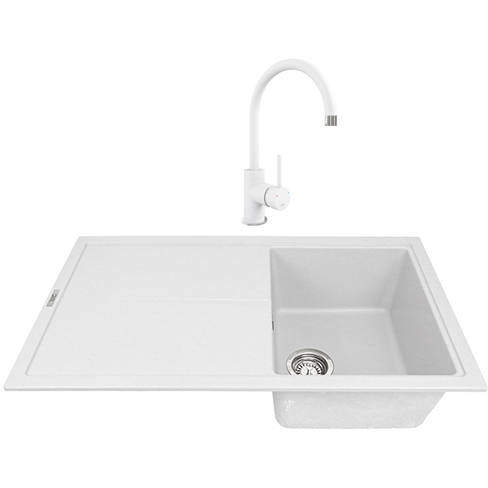 1810 Kitchen Sink & Tap Pack, 1.0 Bowl (860x500, Polar White).