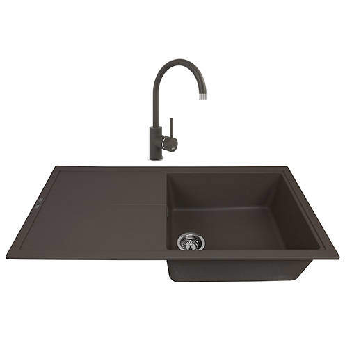 1810 Kitchen Sink & Tap Pack, 1.0 Bowl (1000x500, Mocha).