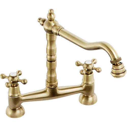 Abode Melford Bridge Kitchen Tap (Antique Brass).