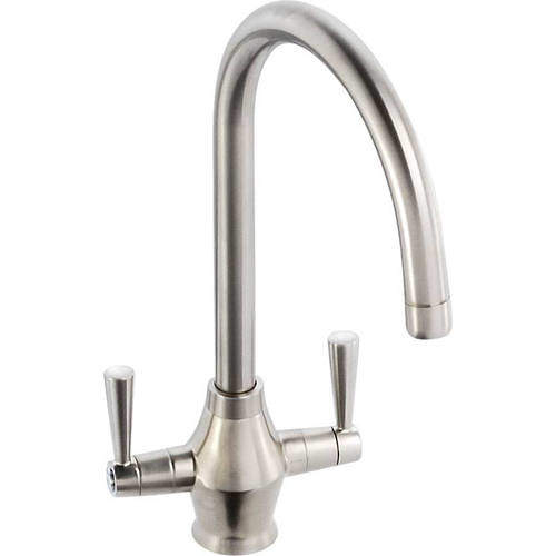 Abode Astral Dual Lever Kitchen Tap With Swivel Spout (Brushed Nickel).