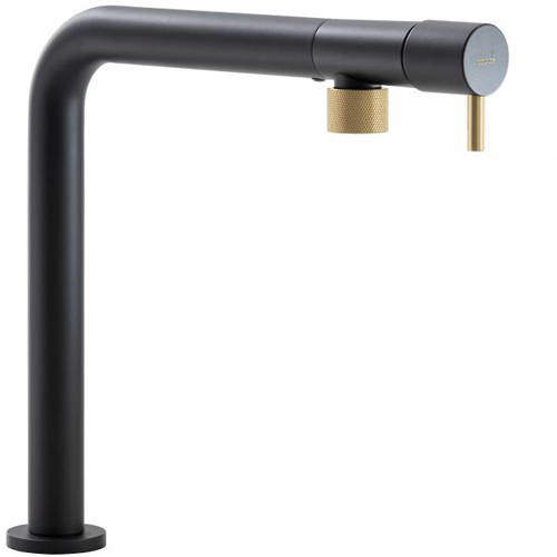 Abode Agilis Single Lever Kitchen Tap (Matt Black & Brushed Brass).