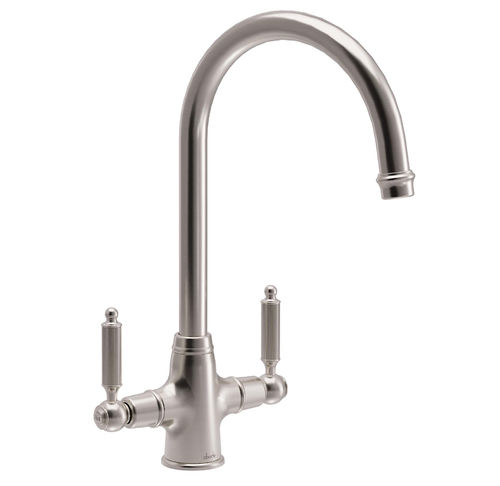 Abode Ornate Ornate Twin Lever Kitchen Tap (Brushed Nickel).