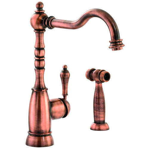 Abode Bayenne Single Lever Kitchen Tap With Handspray (Cen Copper).