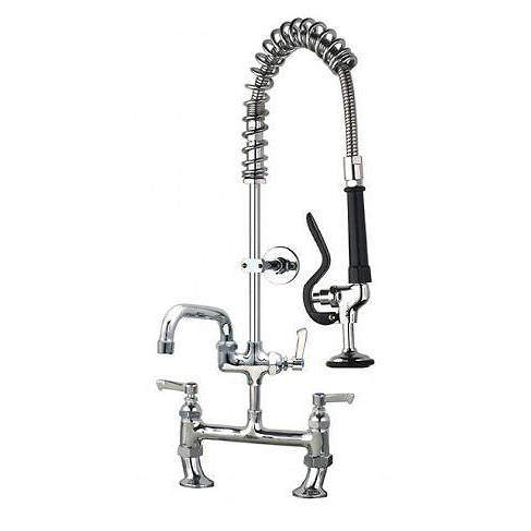 Acorn Thorn Short Pre Rinse Twin Catering Tap With 16" Pot Filler (Chrome).
