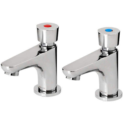 Acorn Thorn Soft Touch Self Closing Basin Tap (Pair, Chrome).