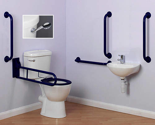 Arley Doc M Doc M Close Coupled Pack With Low Lever Flush & Blue Rails.