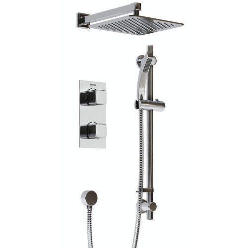 Bristan Cobalt Shower Pack With Arm, Square Head & Slide Rail Kit (Chrome).