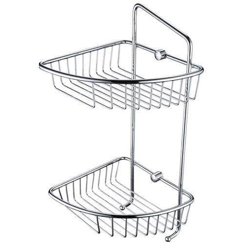 Bristan Accessories Two Tier Wall Fixed Wire Basket (Chrome).